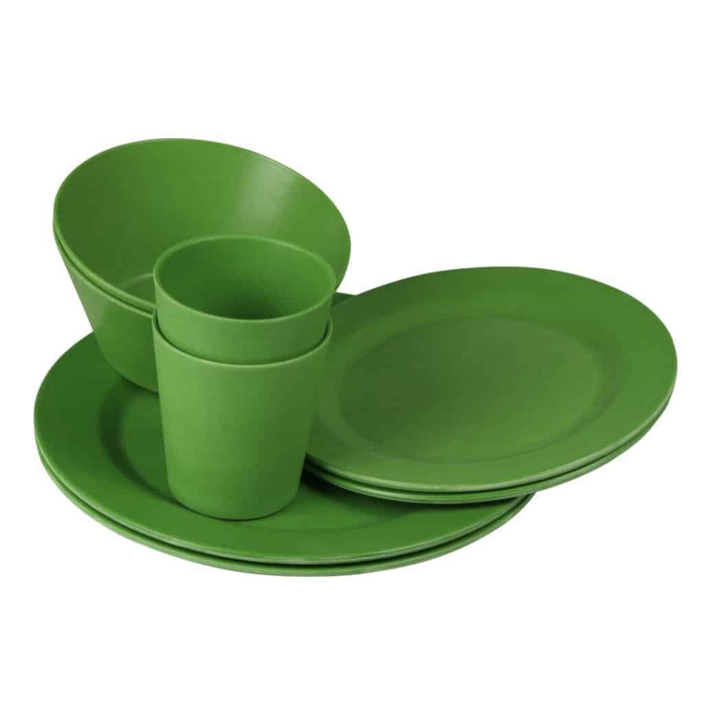 CampingGeschirr Set 8teilig aus Bambus ⇒ TopKundenbewertung!